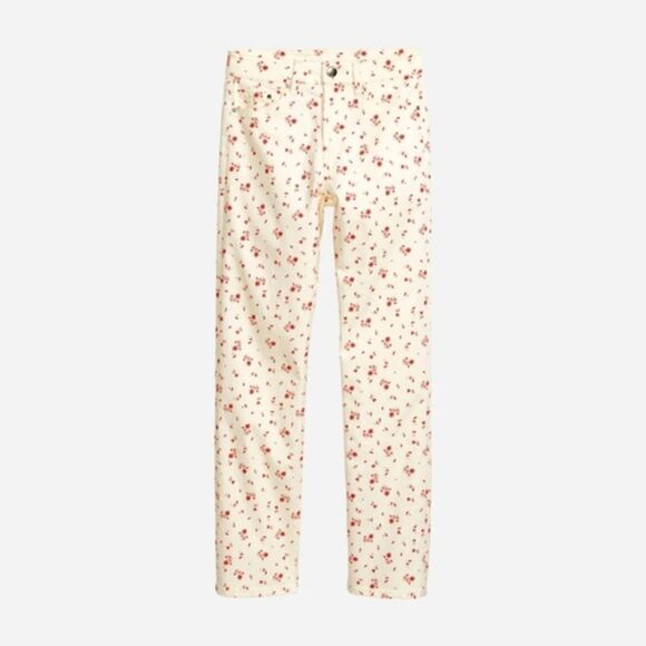 H&M Size 14 Red Floral Print Slim Leg Twill Stretch Pants‎ - Picture 2 of 11